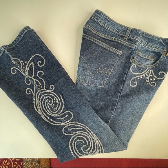 Havenbleu boot cut jeans with silver tone studded leg design - Picture 12 of 17